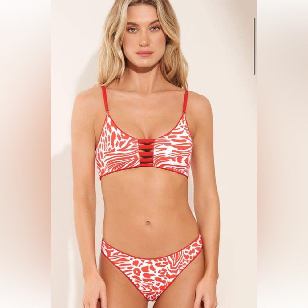 Maaji Red and White Animal-Print Strappy Bikini Set